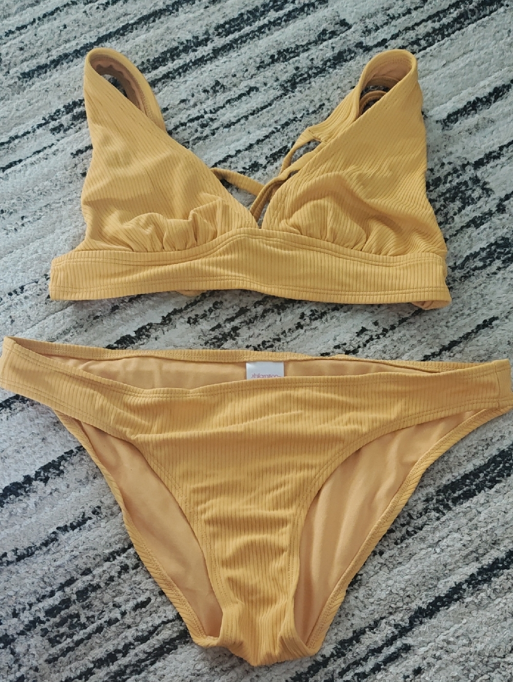 Xhilaration Mustard Ribbed Bikini Set